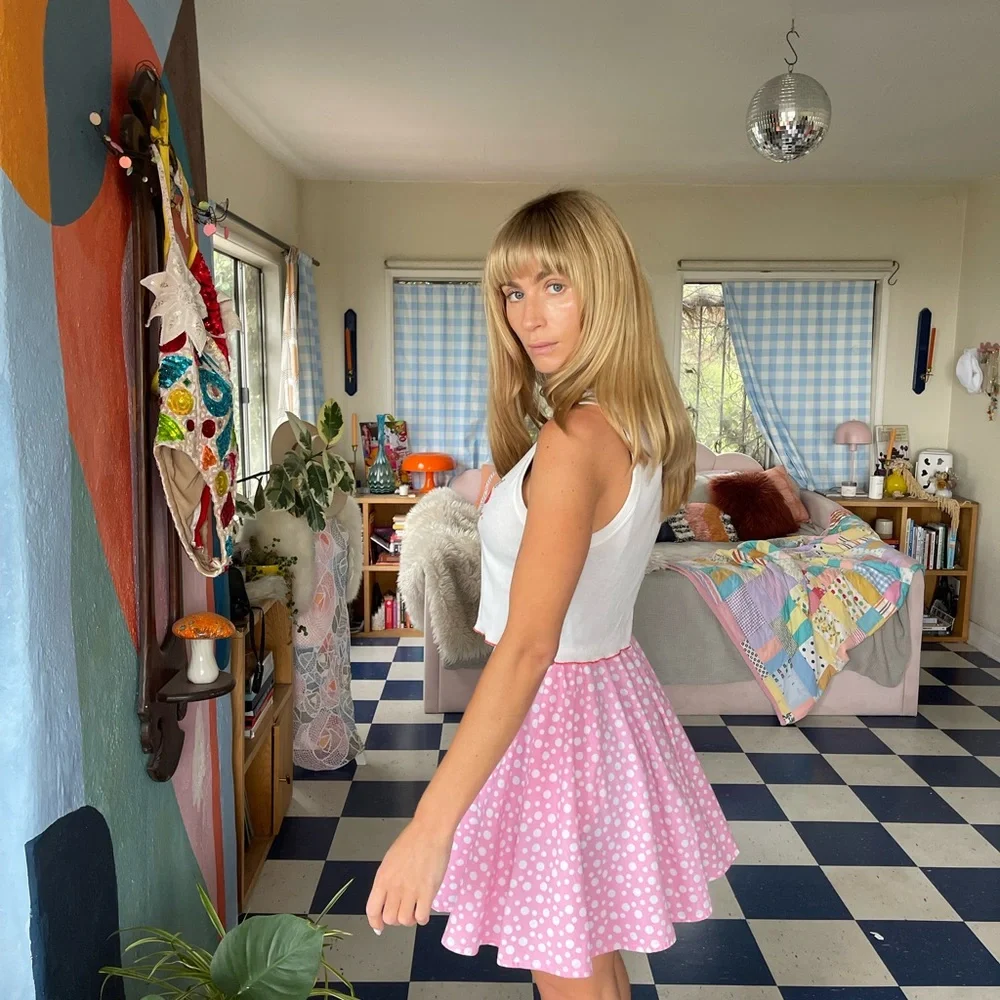 Vintage Pink Polka Dot Mini Skirt - Picture 10 of 10